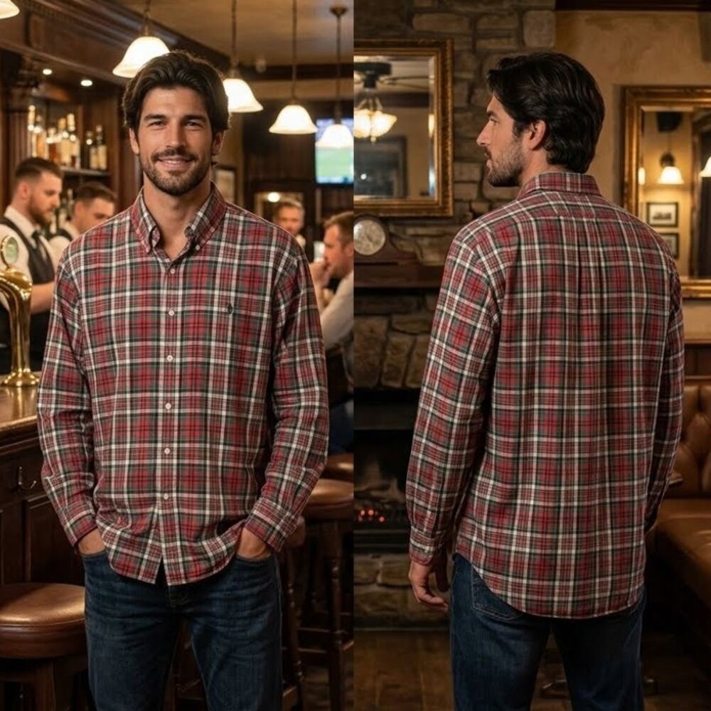 Vintage Ralph Lauren Polo Plaid Button Down Long Sleeve Shirt Mens Large 42-44